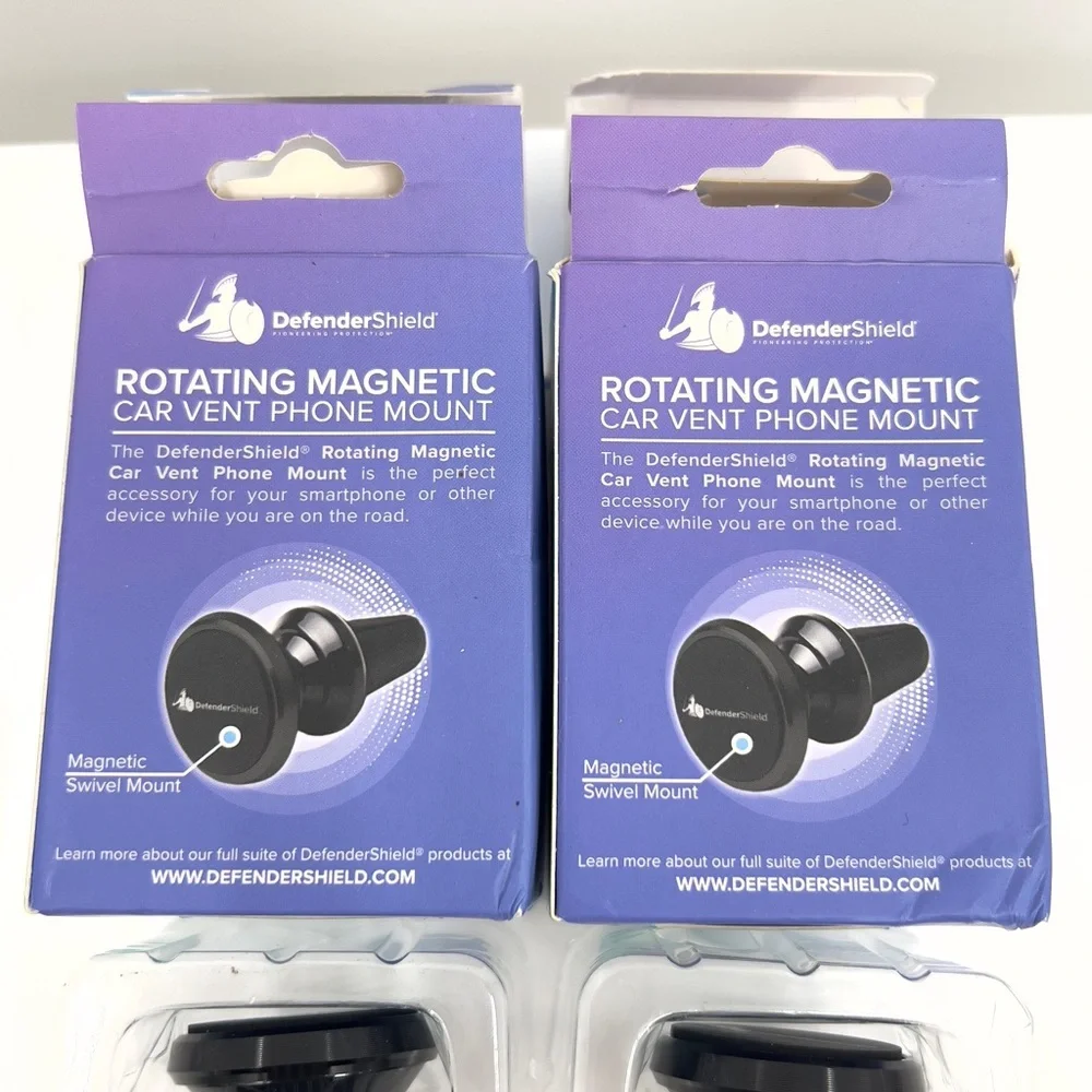 Two Defender Shield Black Rotating Magnetic Car Vent Phone Mount